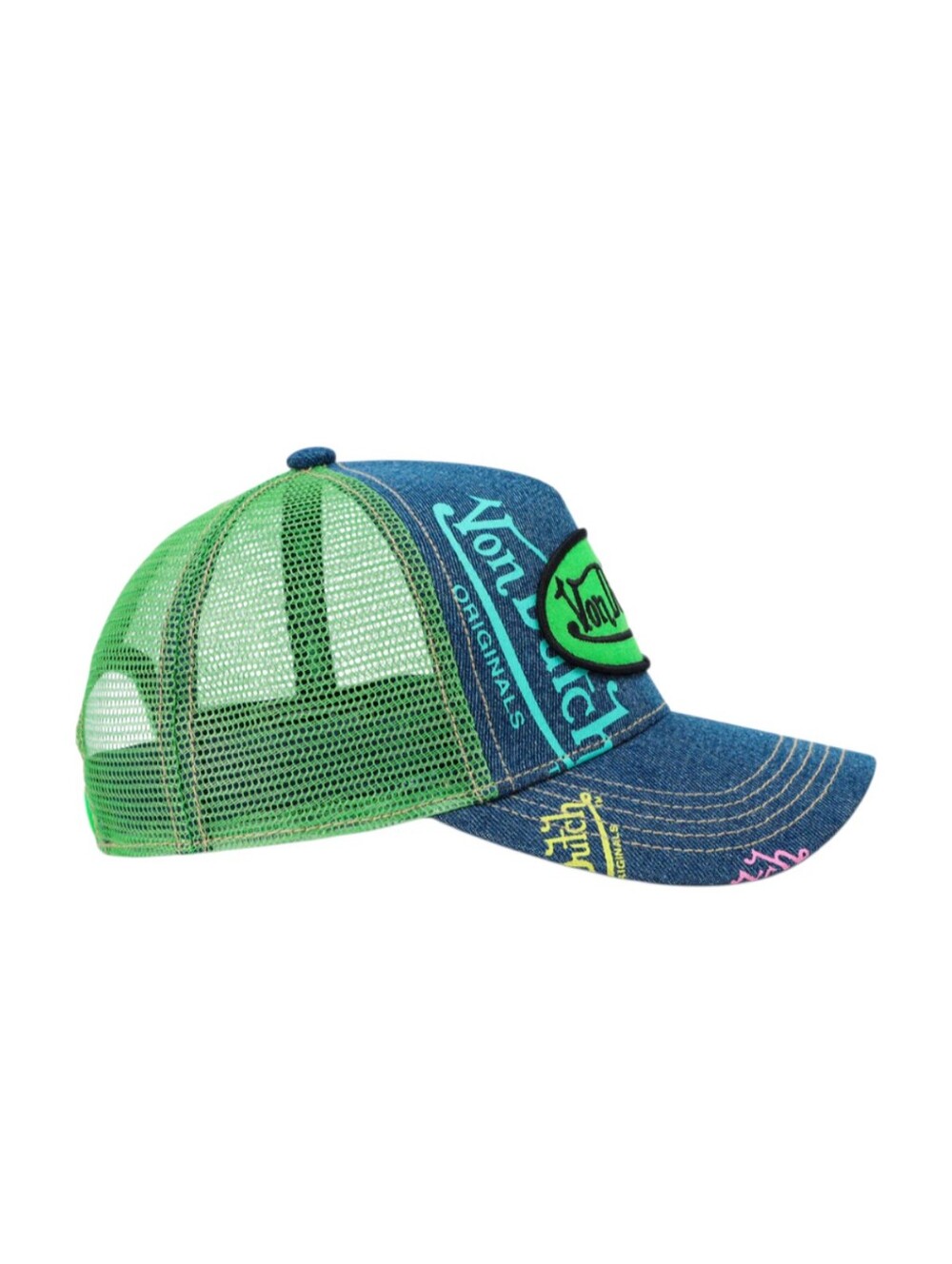 VON DUTCH TRUCKER HAT in GREEN APPLE NWT Denim - Picture 6 of 9